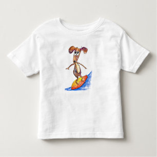 T-shirt Pour Les Tous Petits Chien mignon Whimsical sur Surboard