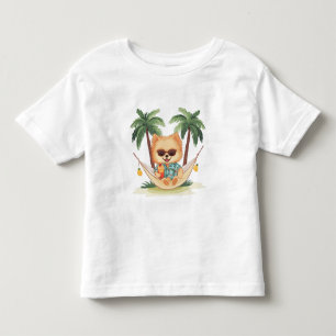T-shirt Pour Les Tous Petits Chien Poméranien Dans Une Chemise Hawaïenne Hammoc