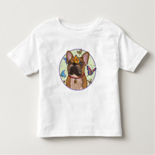 T-shirt Pour Les Tous Petits Chien-taureau français mignon avec papillons