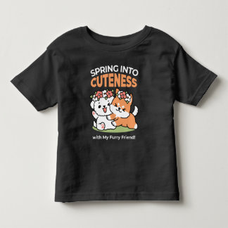 T-shirt Pour Les Tous Petits Chiens de jeu avec Flower Crowns - Fun Spring Them