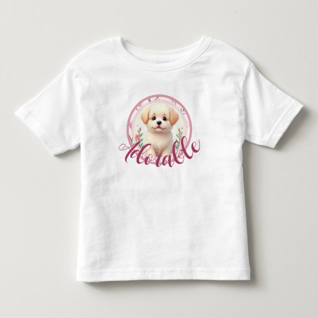 T-shirt Pour Les Tous Petits Chiot adorable (Devant)