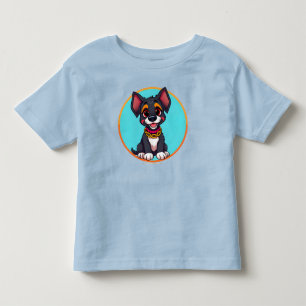 T-shirt Pour Les Tous Petits Chiot animé mignon avec collier