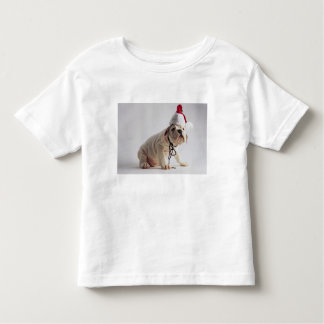 T-shirt Pour Les Tous Petits Chiot de bouledogue utilisant le casquette de Père