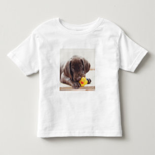 T-shirt Pour Les Tous Petits Chocolat Labrador Puppy With Toy Duck