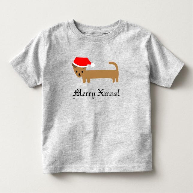 T-shirt Pour Les Tous Petits Chou Dachshund Chien drôle Joyeux Noël (Devant)