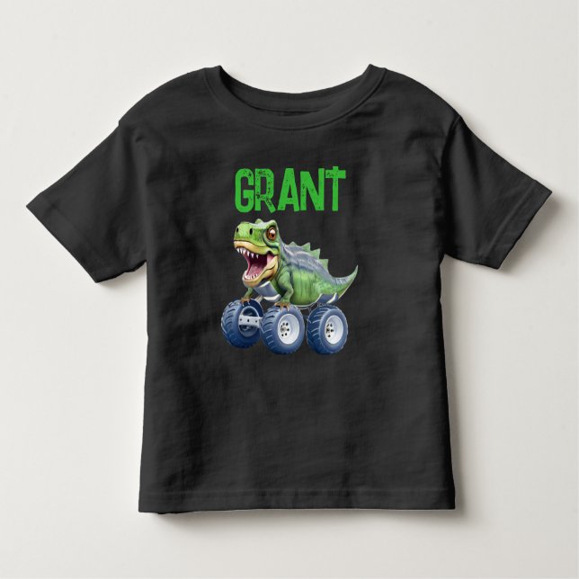 T-shirt Pour Les Tous Petits Chou Dinosaur monstre camion d'anniversaire person (Devant)