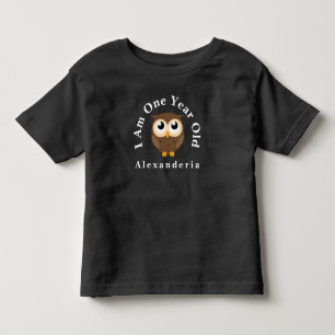 T-shirt Pour Les Tous Petits Chouette Anniversaire ajouter nom, J'ai 1 an