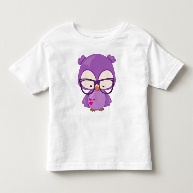 T-shirt Pour Les Tous Petits Chouette de la Saint-Valentin, Chouette pourpre, L (Devant)