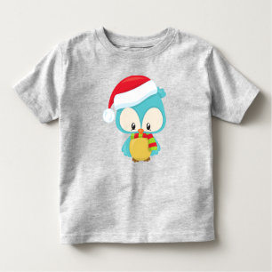T-shirt Pour Les Tous Petits Chouette de Noël, Chouette mignonne, Chapeau de No