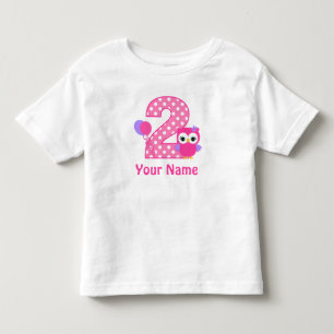 T-shirt Pour Les Tous Petits Chouette fille 2e anniversaire T chemise personnal