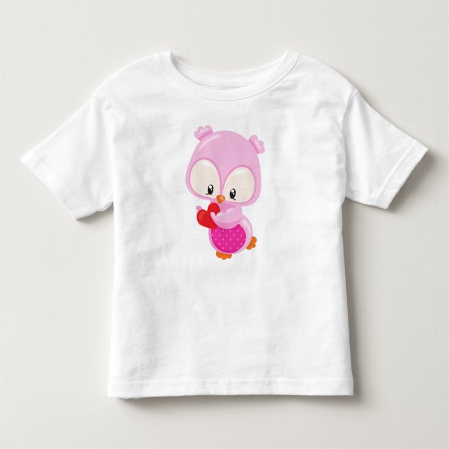 T-shirt Pour Les Tous Petits Chouette mignonne, Petite Chouette, Coeurs, Chouet (Devant)