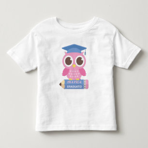 T-shirt Pour Les Tous Petits Chouette Rose Mignonne Sur Crayon, Diplômé de Pré-