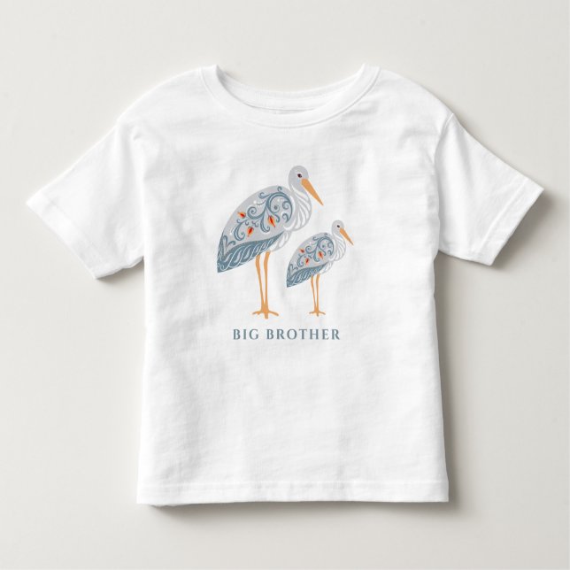 T-shirt Pour Les Tous Petits Cigogne d'art populaire fantaisiste | Grand frère (Devant)