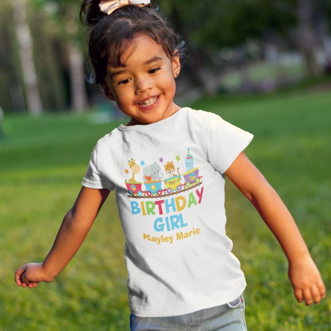 T-shirt Pour Les Tous Petits Cirque Animal Train Cute Custom Birthday Girl (Créateur téléchargé)