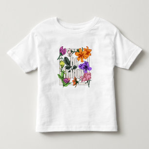 T-shirt Pour Les Tous Petits Citation positive Be Happy and garden flowers