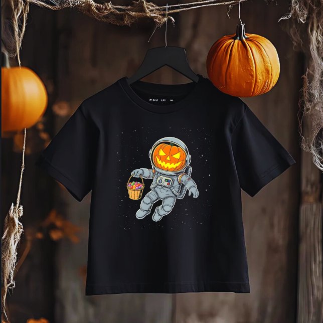 T-shirt Pour Les Tous Petits Citrouille d'astronaute, Halloween spatial (Créateur téléchargé)