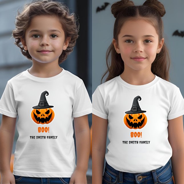 T-shirt Pour Les Tous Petits Citrouille d'Halloween "BOO !" - Nom personnalisé (Créateur téléchargé)