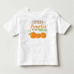 T-shirt Pour Les Tous Petits Citrouille Le Plus Cutest Dans Le Patch, Feuille,