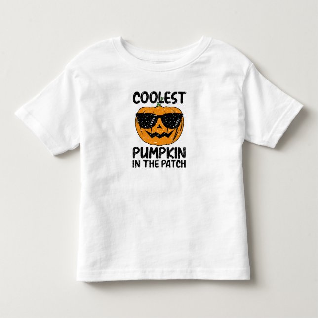 T-shirt Pour Les Tous Petits Citrouille le plus froid dans le patch, Halloween (Devant)