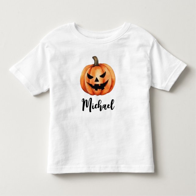 T-shirt Pour Les Tous Petits Citrouille orange personnalisée tendance Halloween (Devant)