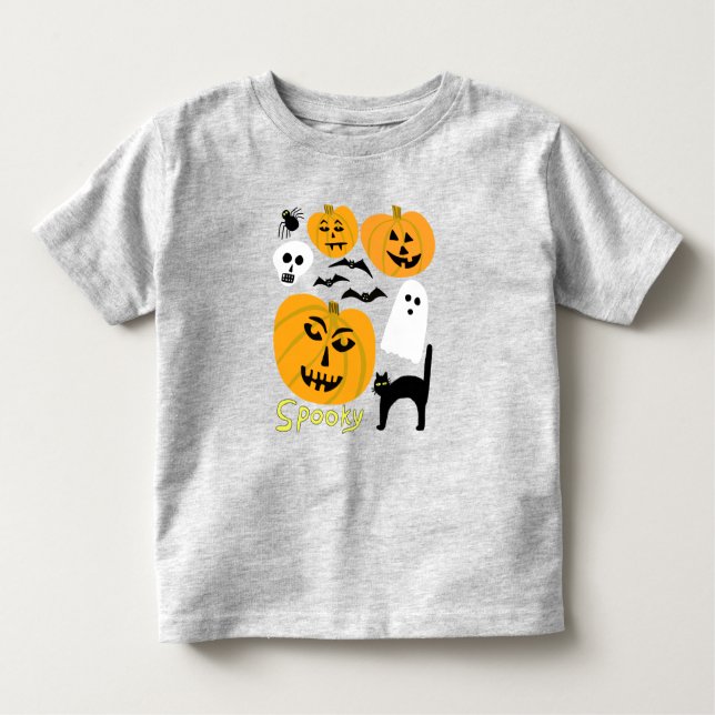 T-shirt Pour Les Tous Petits Citrouilles éffrayants Charmes Halloween Fantômes  (Devant)