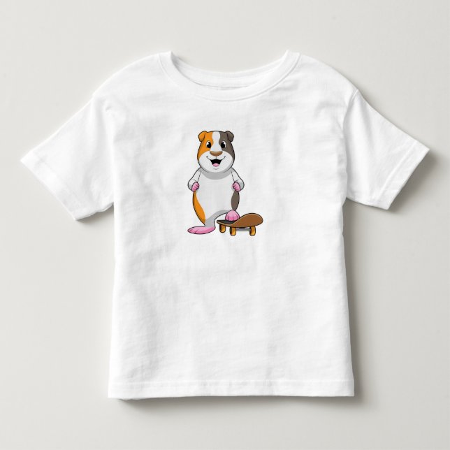 T-shirt Pour Les Tous Petits Cochon de Guinée en patinage avec skateboard (Devant)