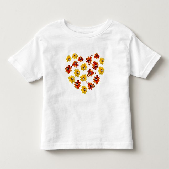 T-shirt Pour Les Tous Petits Coeur de fleurs avec papillons (Devant)