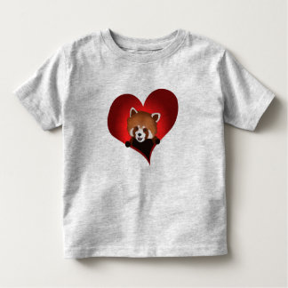 T-shirt Pour Les Tous Petits Coeur de panda rouge pour des enfants