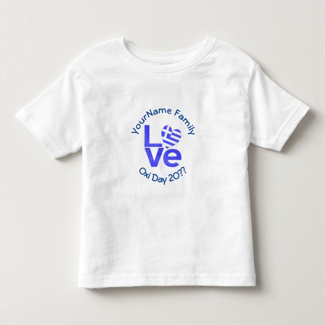 T-shirt Pour Les Tous Petits Coeur du drapeau grec en bleu LOVE (Devant)