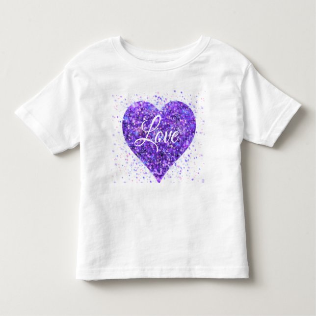 T-shirt Pour Les Tous Petits Coeur pétillant pourpre, parties scintillant d'amo (Devant)