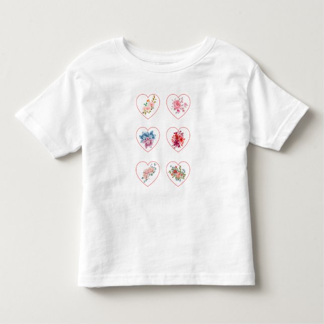 T-shirt Pour Les Tous Petits Coeurs avec fleurs (Devant)