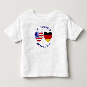 T-shirt Pour Les Tous Petits Cœurs de drapeau USA allemand Patrimoine national