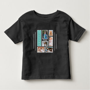 T-shirt Pour Les Tous Petits Collage de photos de famille Personnalisé noir bla