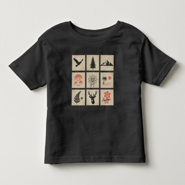 T-shirt Pour Les Tous Petits Collage des timbres de nature (Devant)