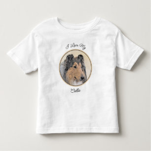 T-shirt Pour Les Tous Petits Collie (Rough) Peinture - Cute Original Chien Art