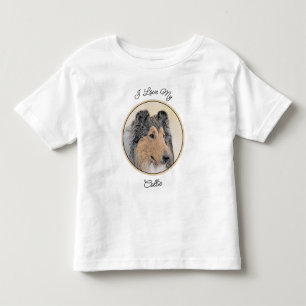 T-shirt Pour Les Tous Petits Collie (Rough) Peinture - Joli Art de Chien Origin