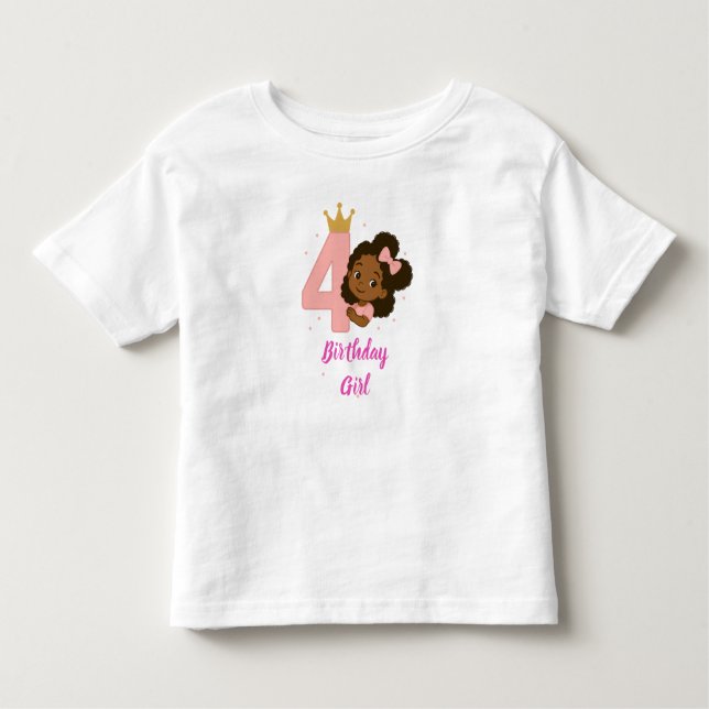 T-shirt Pour Les Tous Petits Conception anniversaire 4 ans Princesse Rose (Devant)