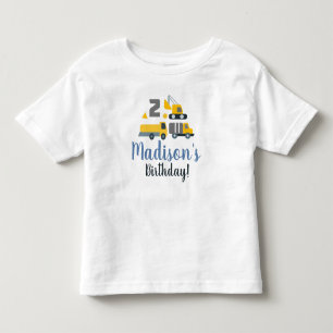 T-shirt Pour Les Tous Petits Construction  Anniversaire Deux Véhicule Fête Nom 