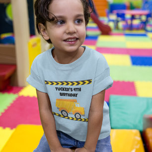 T-shirt Pour Les Tous Petits Construction Anniversaire Fête Camion Bleu