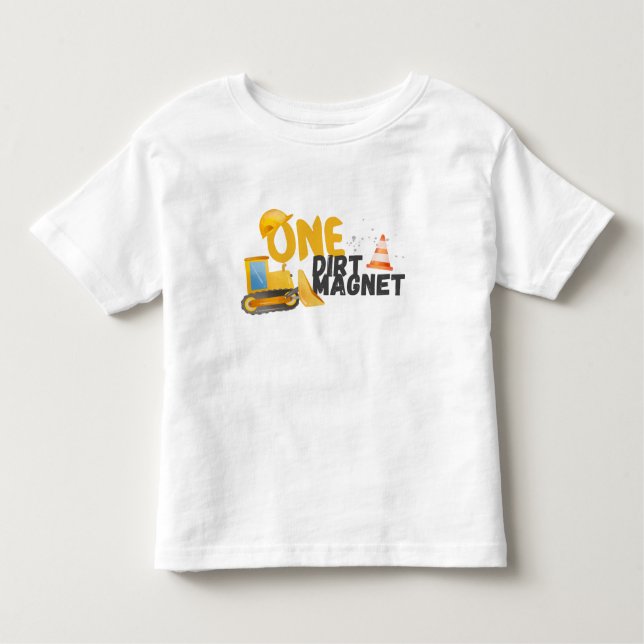 T-shirt Pour Les Tous Petits Construction, Camion de vidange 1er anniversaire (Devant)