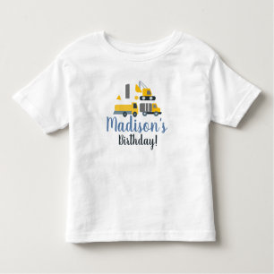 T-shirt Pour Les Tous Petits Construction Premier anniversaire Nom de la partie