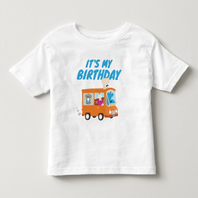 T-shirt Pour Les Tous Petits Cookie Monster Food Truck C'est mon anniversaire (Devant)