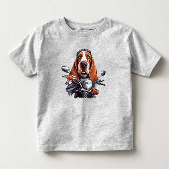T-shirt Pour Les Tous Petits Cool chien biker, joli basset hound chien conducte (Devant)