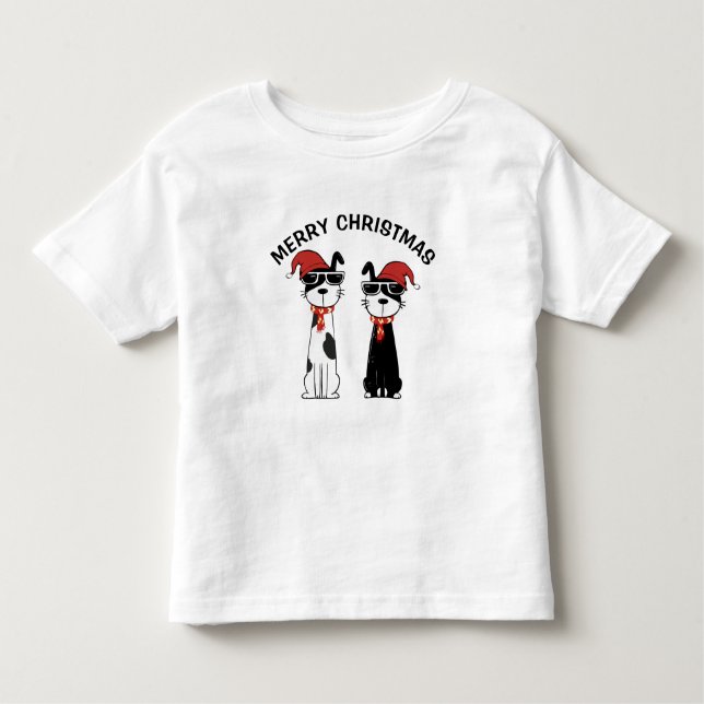 T-shirt Pour Les Tous Petits Cool Dog Merry Christmas (Devant)