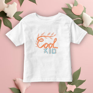 T-shirt Pour Les Tous Petits Cool Kid Mains Lettres Feuilles Fête des Mères