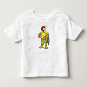 T-shirt Pour Les Tous Petits Coq en batteur avec batte de cricket