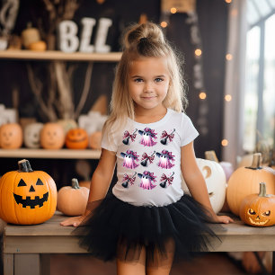T-shirt Pour Les Tous Petits Coquette rose et noire Halloween