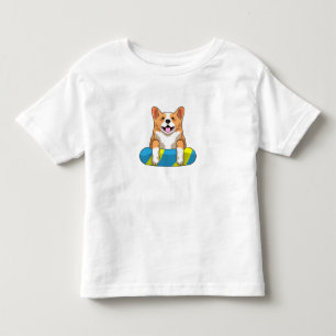 T-shirt Pour Les Tous Petits Corgi gallois à la nage avec planche