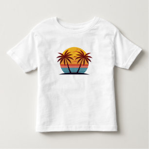 T-shirt Pour Les Tous Petits Coucher de soleil avec palmiers Vector-98802