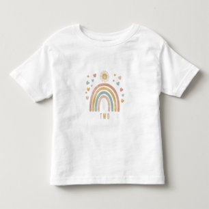 T-shirt Pour Les Tous Petits Couleurs rétro Arc-en-ciel et soleil Anniversaire